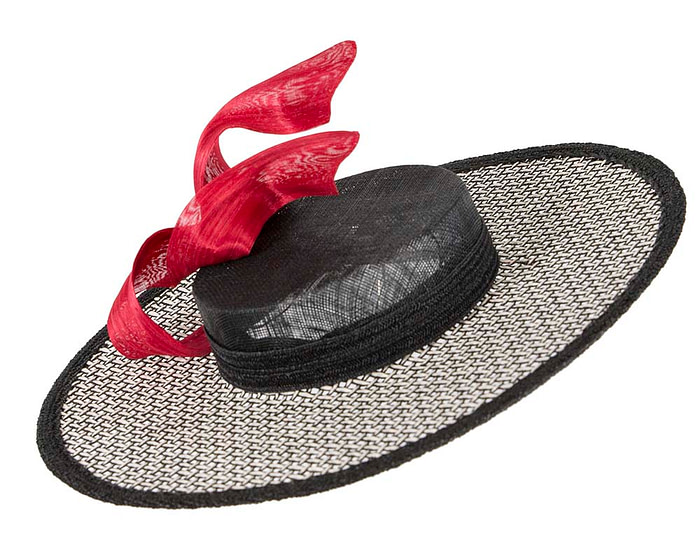 Exclusive black, white & red boater hat by Beleivera - Hats From OZ