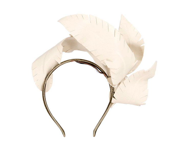 Bespoke cream leather fascinator by BELEIVERA - Hats From OZ