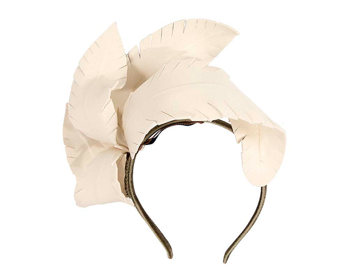 Bespoke cream leather fascinator by BELEIVERA - Hats From OZ