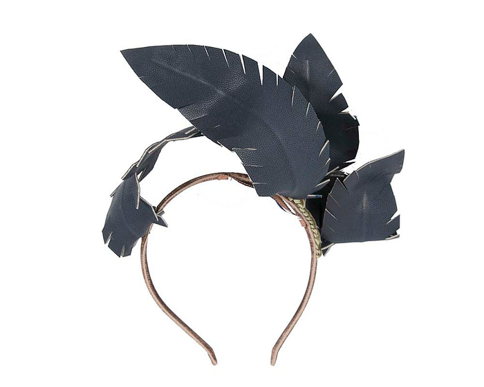 Bespoke navy leather fascinator by BELEIVERA - Hats From OZ