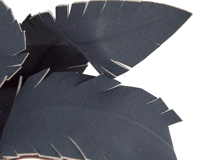 Bespoke navy leather fascinator by BELEIVERA - Hats From OZ