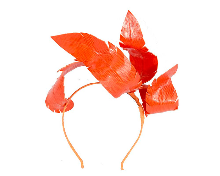 Bespoke orange leather fascinator by BELIEVERA - Image 4