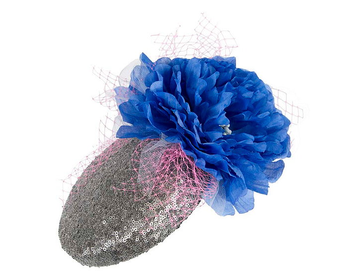 Bespoke Silver & Blue fascinator by BELEIVERA - Hats From OZ