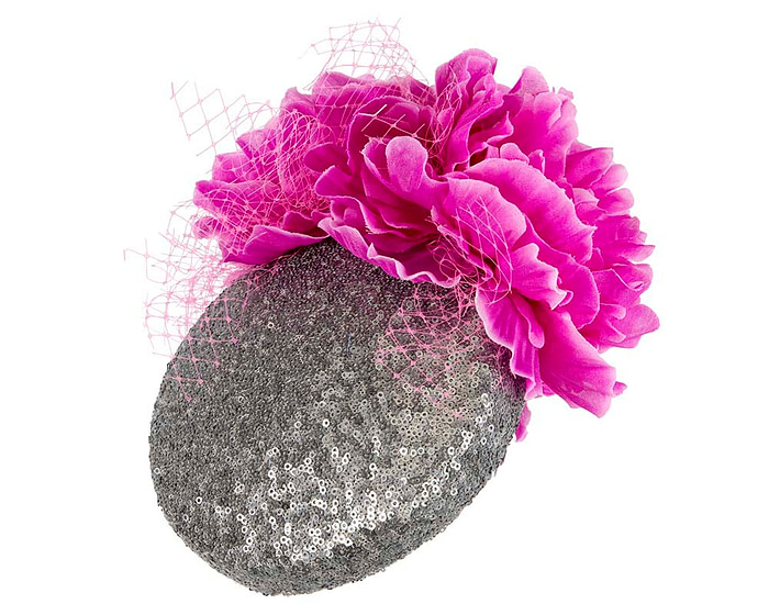 Bespoke Silver & Fuchsia fascinator by BELEIVERA - Hats From OZ