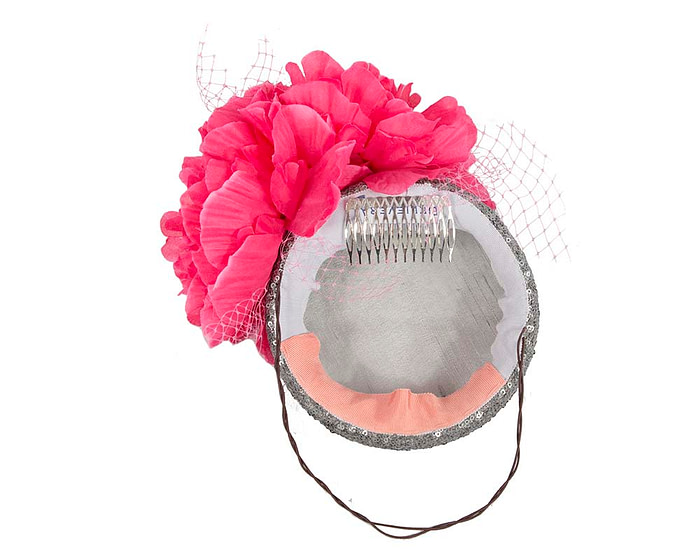 Bespoke Silver & Hot Pink fascinator by BELEIVERA - Hats From OZ