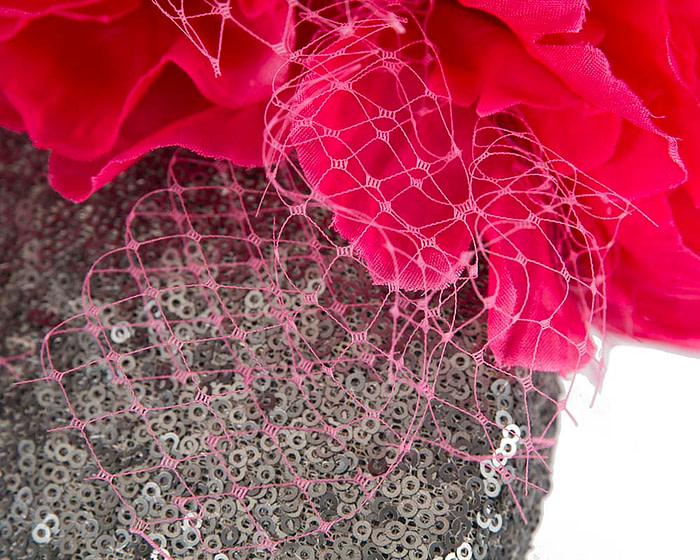 Bespoke Silver & Hot Pink fascinator by BELEIVERA - Hats From OZ