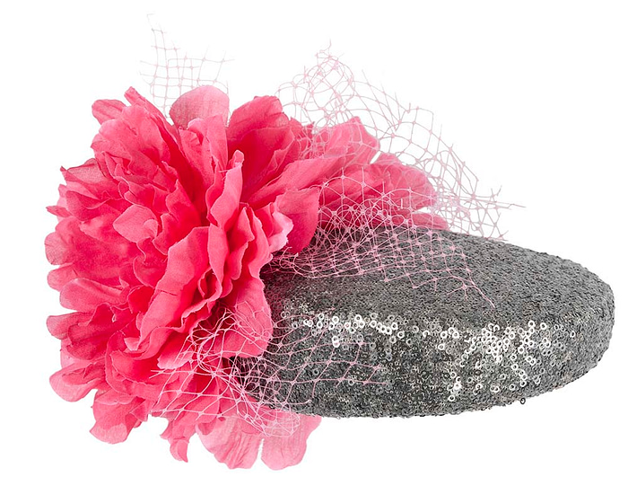 Bespoke Silver & Hot Pink fascinator by BELEIVERA - Hats From OZ