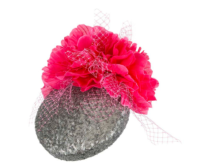 Bespoke Silver & Hot Pink fascinator by BELEIVERA - Hats From OZ