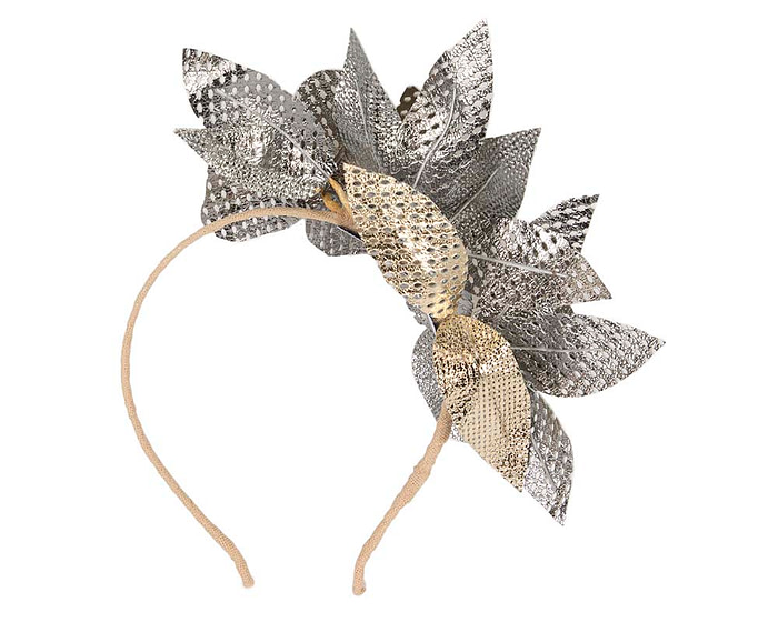 Metallic gold leather fascinator by BELEIVERA - Hats From OZ