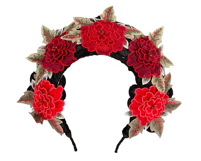 Exclusive large red flowers crown headband - Hats From OZ