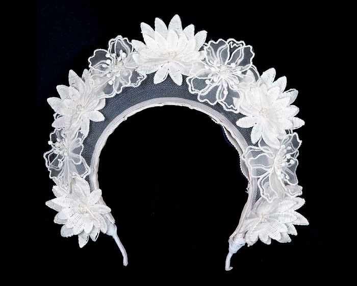 White crown headband fascinator by BELEIVERA - Hats From OZ