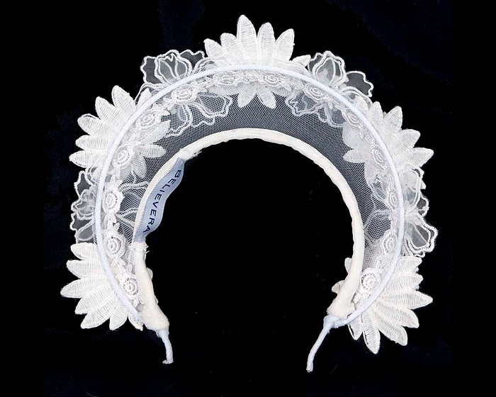 White crown headband fascinator by BELEIVERA - Hats From OZ