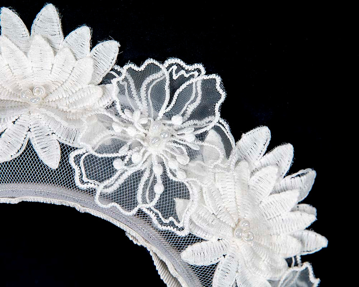 White crown headband fascinator by BELEIVERA - Hats From OZ