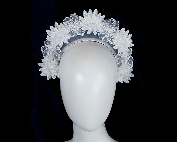 White crown headband fascinator by BELEIVERA - Hats From OZ