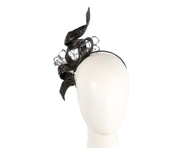 Black leather racing fascinator by BELEIVERA - Hats From OZ