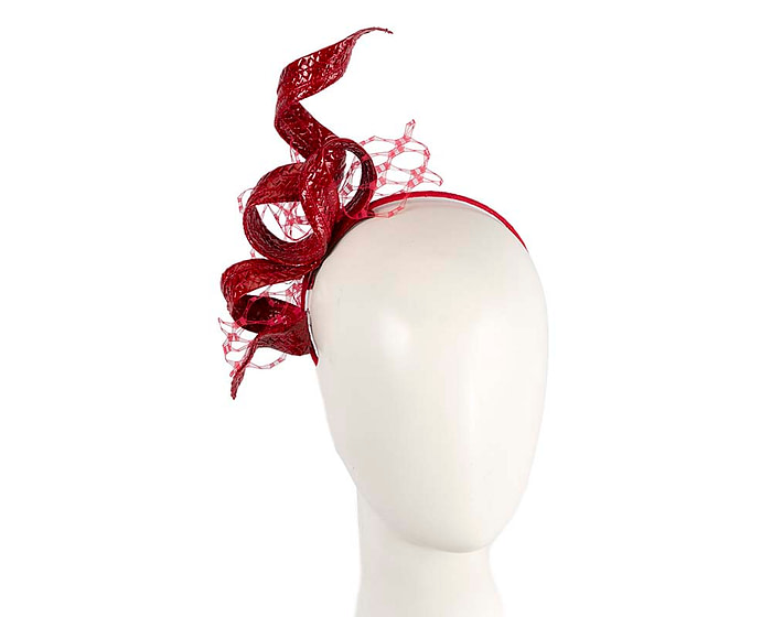 Red leather racing fascinator by BELEIVERA - Hats From OZ