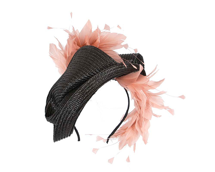 Bespoke black & dusty pink fascinator by BELEIVERA - Hats From OZ