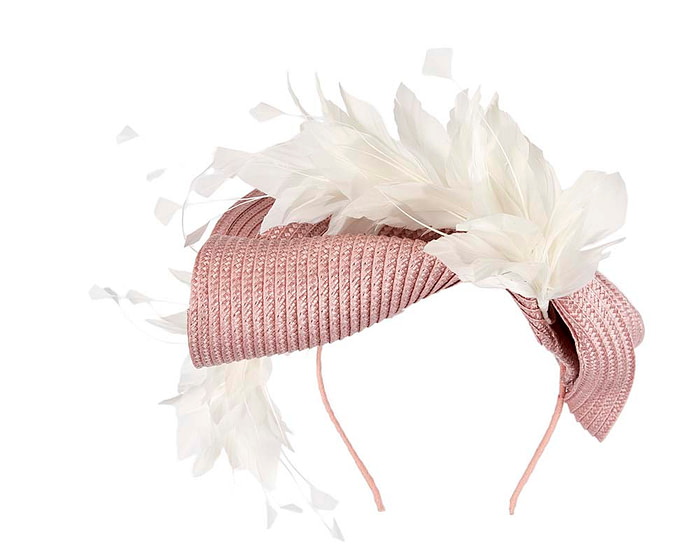 Bespoke dusty pink & white fascinator by BELEIVERA - Hats From OZ