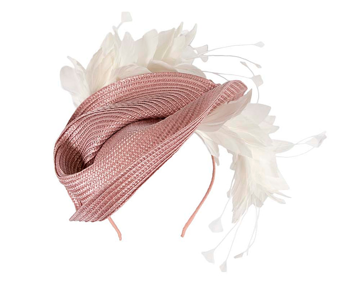 Bespoke dusty pink & white fascinator by BELEIVERA - Hats From OZ