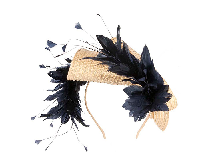 Bespoke nude & navy fascinator by BELEIVERA - Hats From OZ