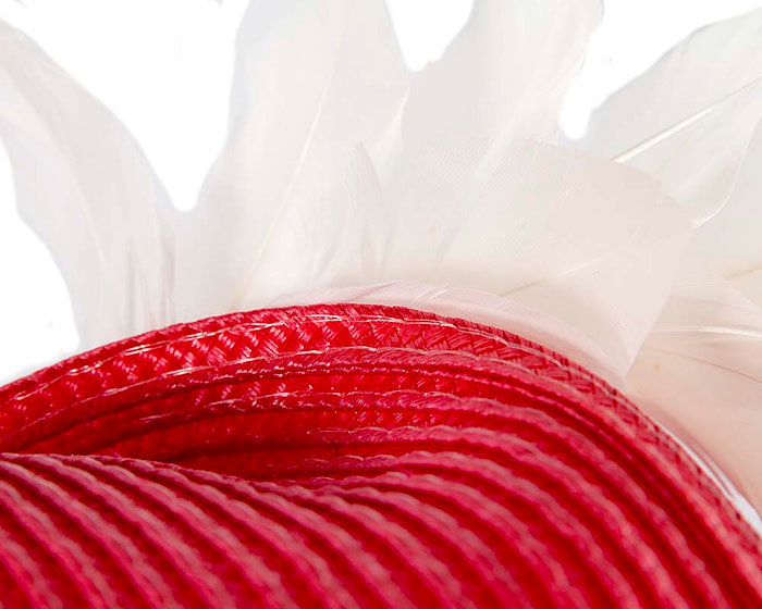 Bespoke red & white fascinator by BELEIVERA - Hats From OZ