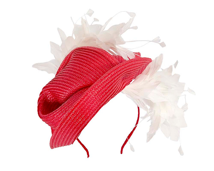 Bespoke red & white fascinator by BELEIVERA - Hats From OZ