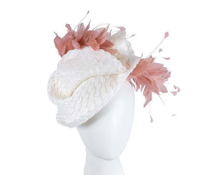 Bespoke white & dusty pink fascinator by BELEIVERA - Hats From OZ