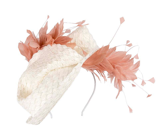 Bespoke white & dusty pink fascinator by BELEIVERA - Hats From OZ