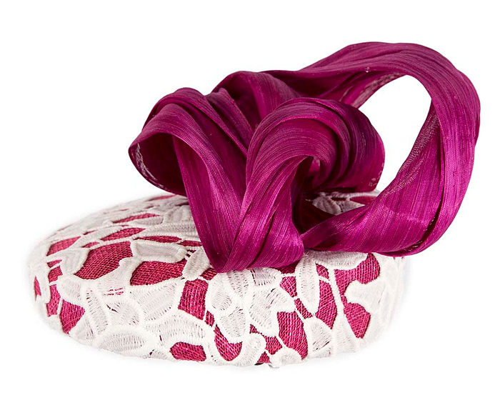 Magenta & white lace pillbox fascinator by BELEIVERA - Hats From OZ