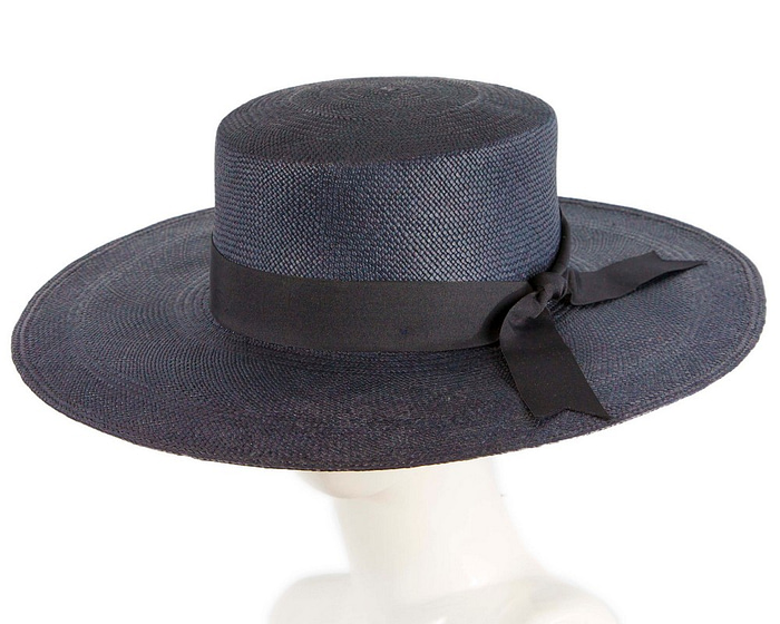 Wide brim navy boater panama hat - Hats From OZ