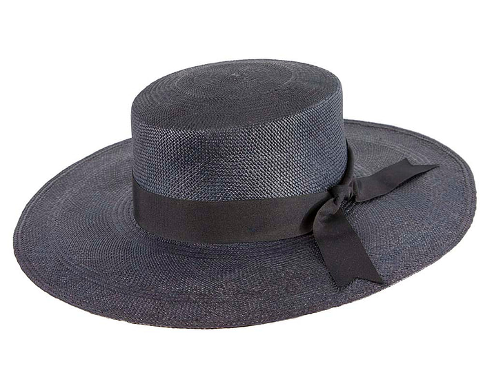 Wide brim navy boater panama hat - Hats From OZ