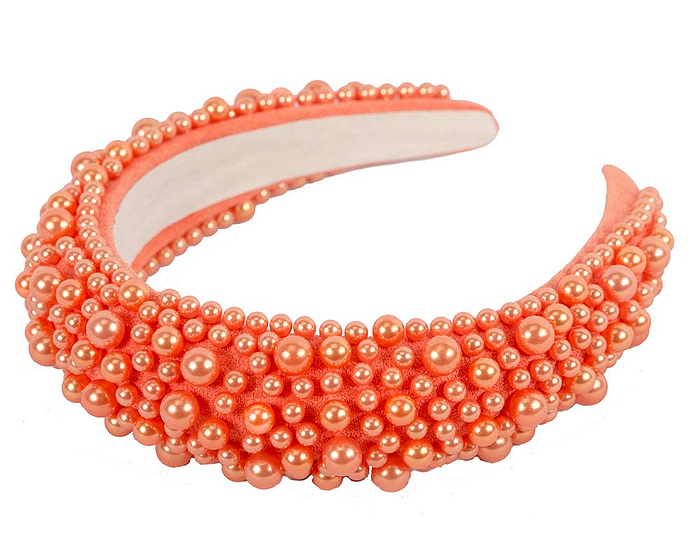 Orange pearl fascinator headband by Cupids Millinery - Hats From OZ