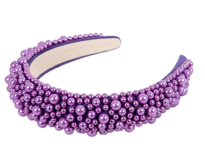 Purple pearl fascinator headband by Cupids Millinery - Hats From OZ