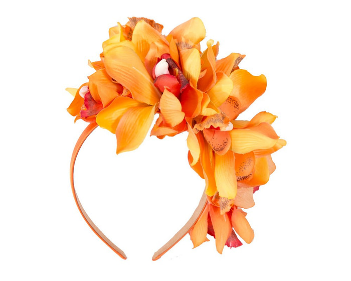 Hand made exclusive orange fascinator headband - Hats From OZ