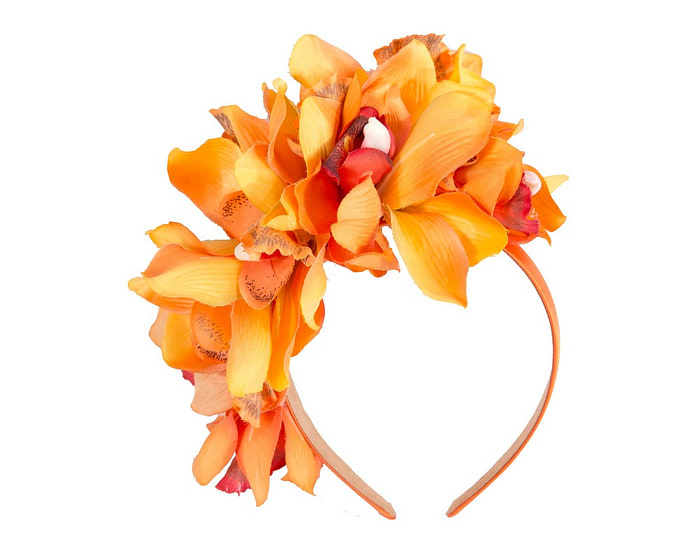 Hand made exclusive orange fascinator headband - Hats From OZ