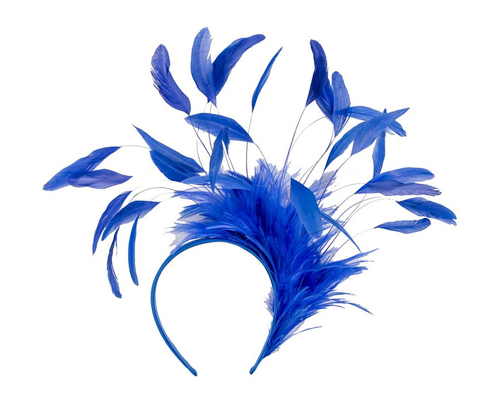 Exclusive royal blue feather fascinator - Hats From OZ