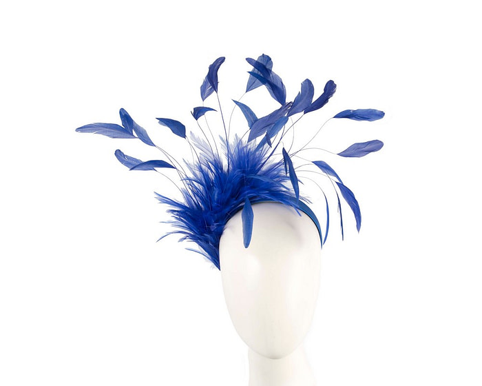 Exclusive royal blue feather fascinator - Hats From OZ