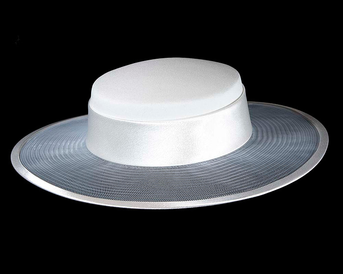 White designers boater hat - Hats From OZ