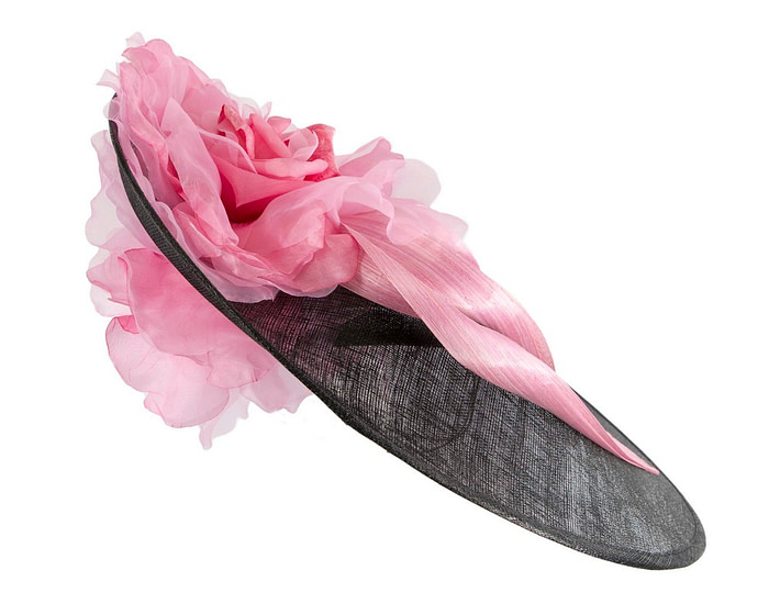 Large black & pink plate racing fascinator by Fillies Collection - Hats From OZ