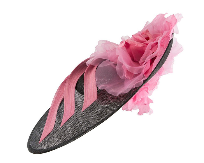 Large black & pink plate racing fascinator by Fillies Collection - Hats From OZ