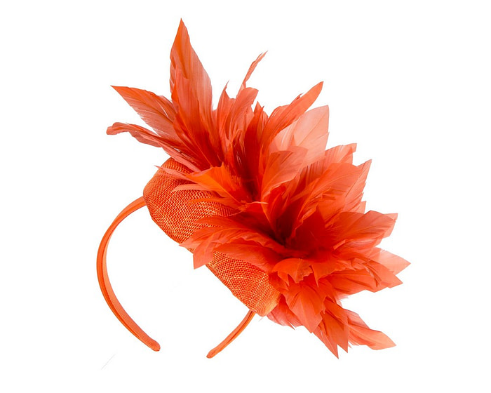 Orange feather spring facing fascinator - Hats From OZ