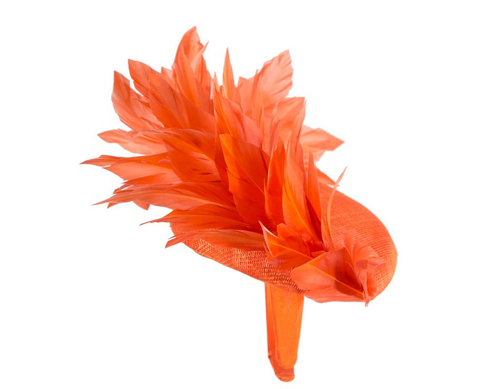 Orange feather spring facing fascinator - Hats From OZ