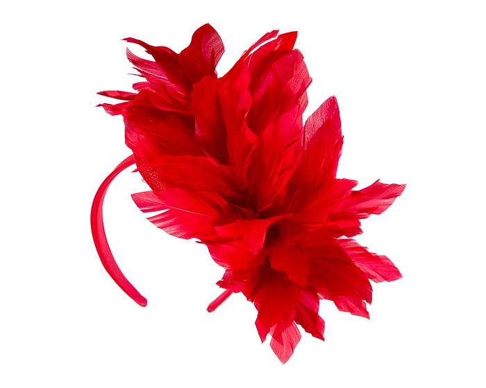 Red feather spring facing fascinator - Hats From OZ