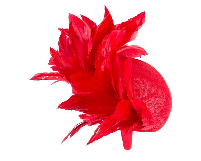 Red feather spring facing fascinator - Hats From OZ