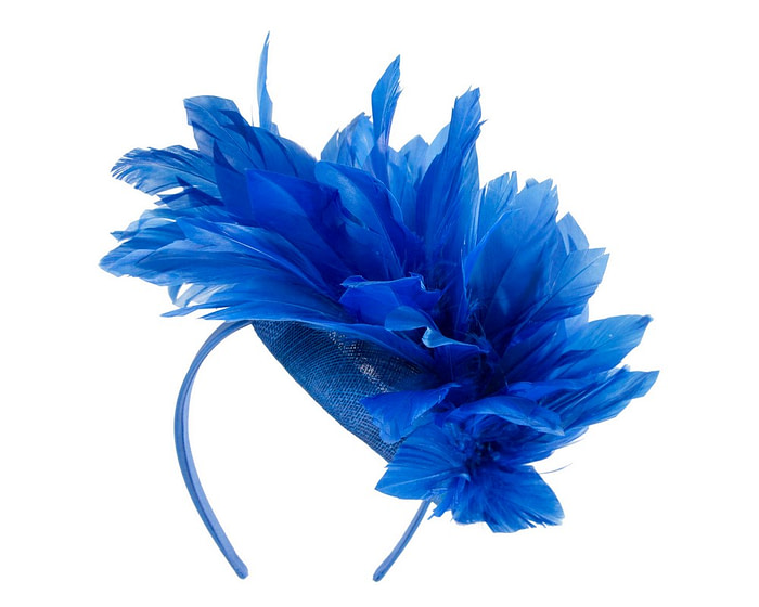 Royal Blue feather spring facing fascinator - Hats From OZ