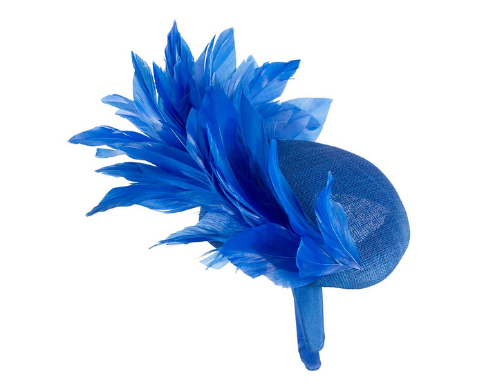 Royal Blue feather spring facing fascinator - Hats From OZ