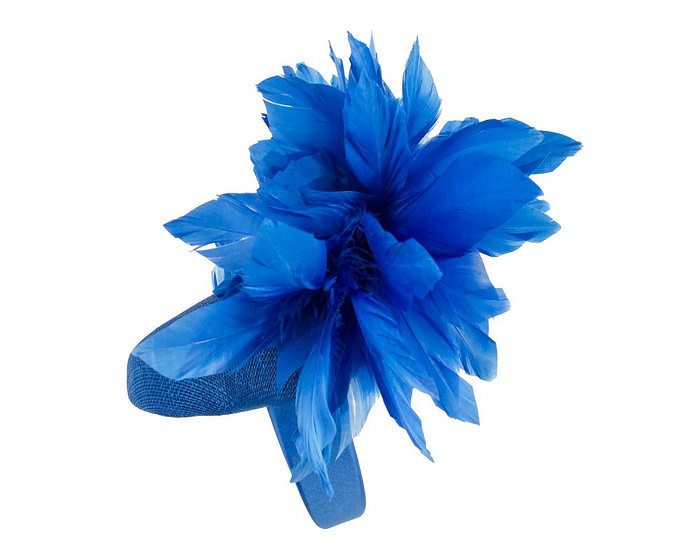 Royal Blue feather spring facing fascinator - Hats From OZ