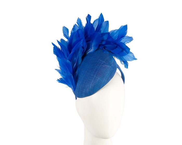 Royal Blue feather spring facing fascinator - Hats From OZ