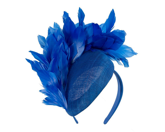 Royal Blue feather spring facing fascinator - Hats From OZ