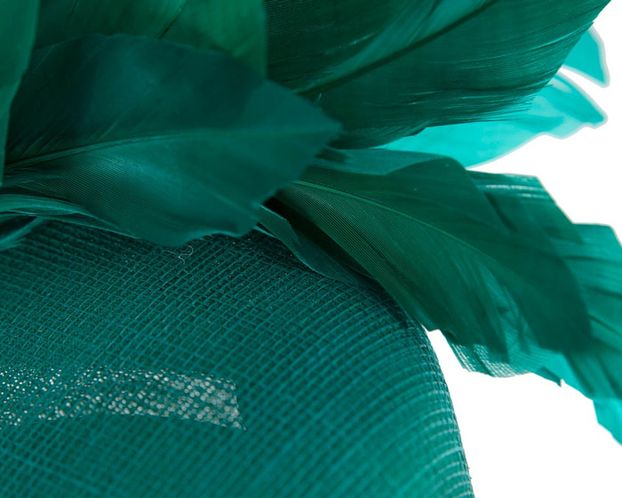 Teal Green feather spring facing fascinator - Hats From OZ